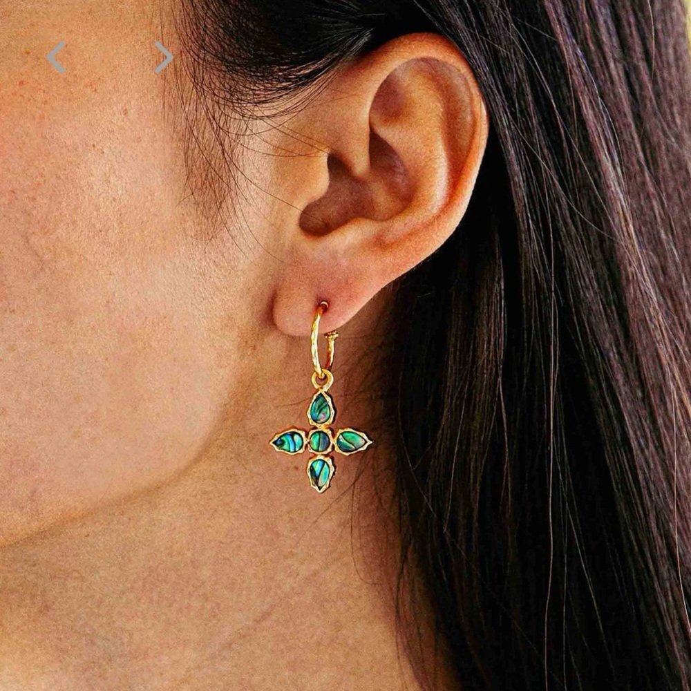 NWT Capucine de Wulf Aurora Hoop Earrings with Double-Sided Charm